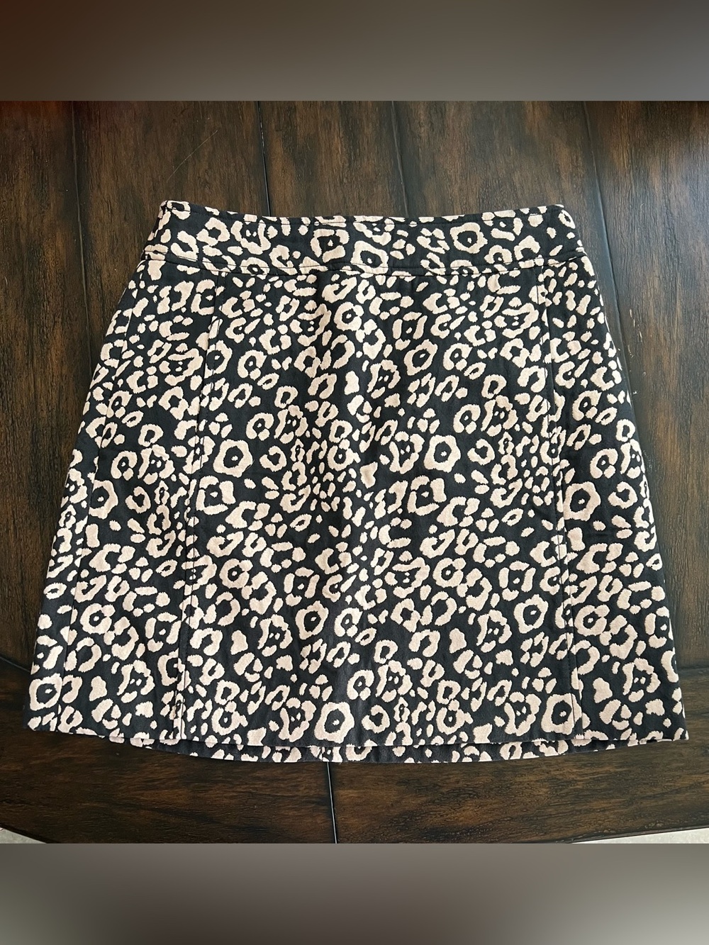 LOFT Women's 4P Petites Short A-Line Skirt Black Light Pink Animal Print Pockets